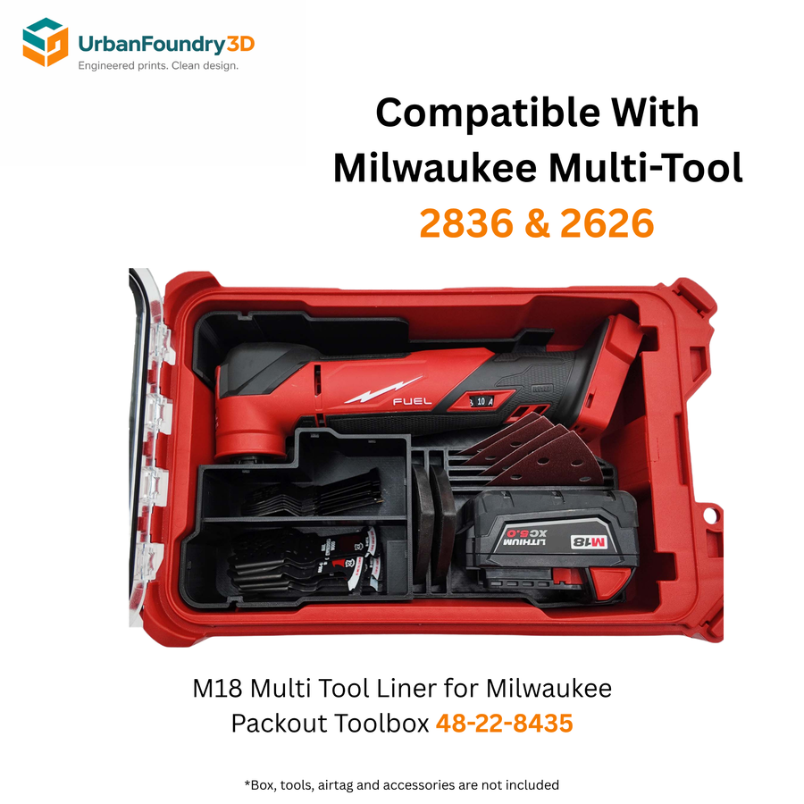 M18 Multi-Tool Liner for Milwaukee Packout Organizer – Blade Storage, Shock-Resistant Insert