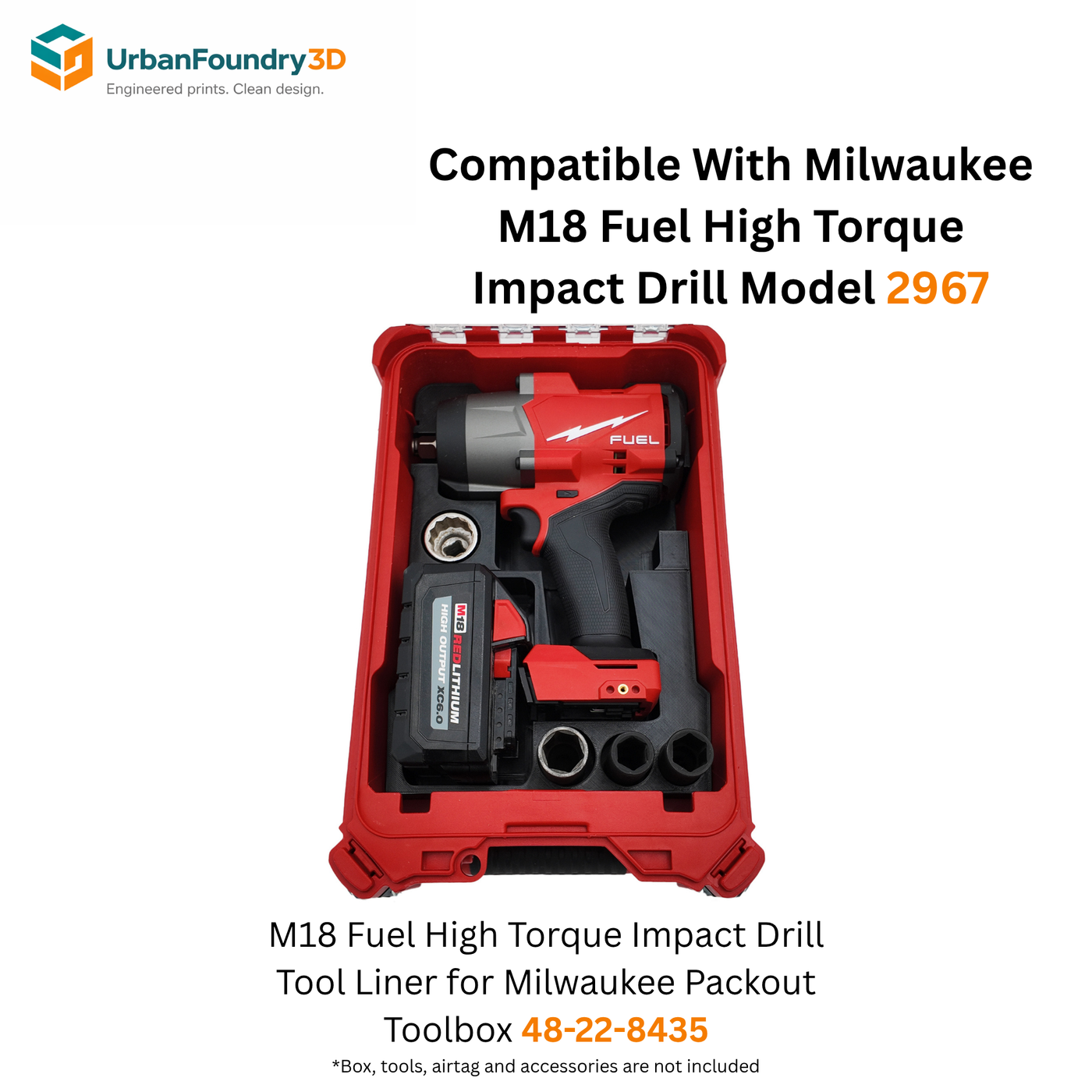 Milwaukee M18 Fuel Impact Wrench Liner – Packout Organizer Insert (Model 2967)