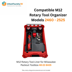 M12 Rotary Tool Organizer Liner for Milwaukee Packout – Bit and Accessory Storage