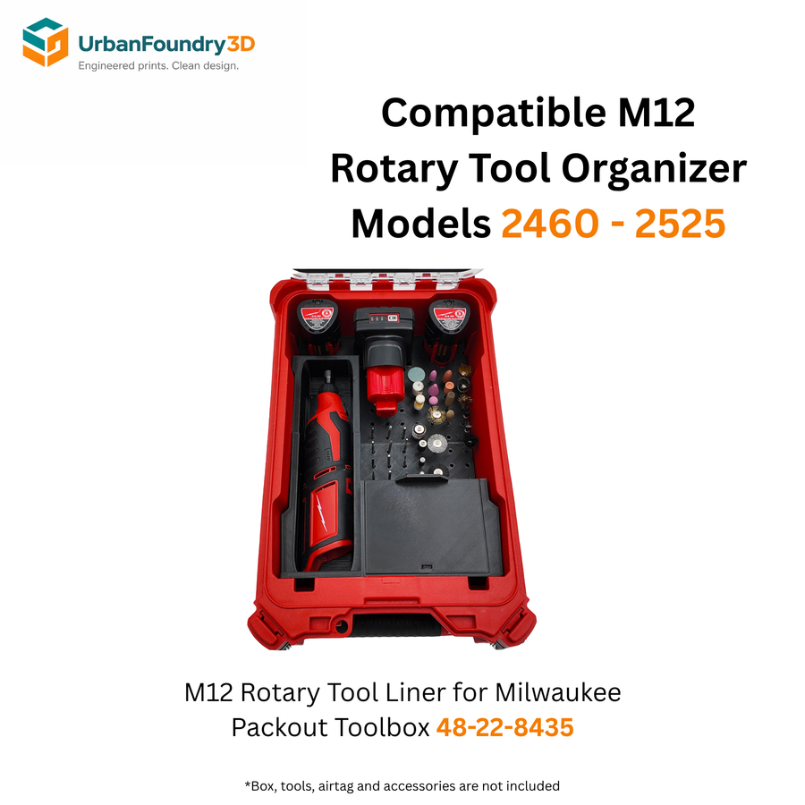 M12 Rotary Tool Organizer Liner for Milwaukee Packout – Bit and Accessory Storage