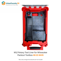 M12 Rotary Tool Organizer Liner for Milwaukee Packout – Bit and Accessory Storage