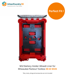 M12 Battery Holder Insert for Milwaukee Packout 48-22-8435 – Holds 10 Batteries